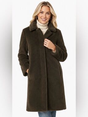 J.Crew Teddy Coat XS Chocolate Brown Faux Fur Longline